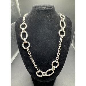 Alfani Signed Long Large Silver Tone Link Cable Chain Necklace Women's 42" Long
